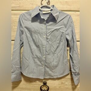 NWT No Boundaries Classic Blue and White Striped Shirt - Size XXS